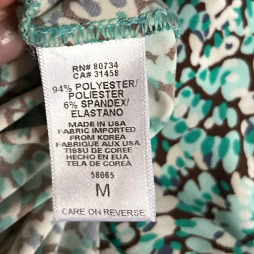 Y2K BCBGMAXAZRIA Babydoll Dot Print Dress Brown Teal Preppy Indie Sleeze Size M - Picture 12 of 12